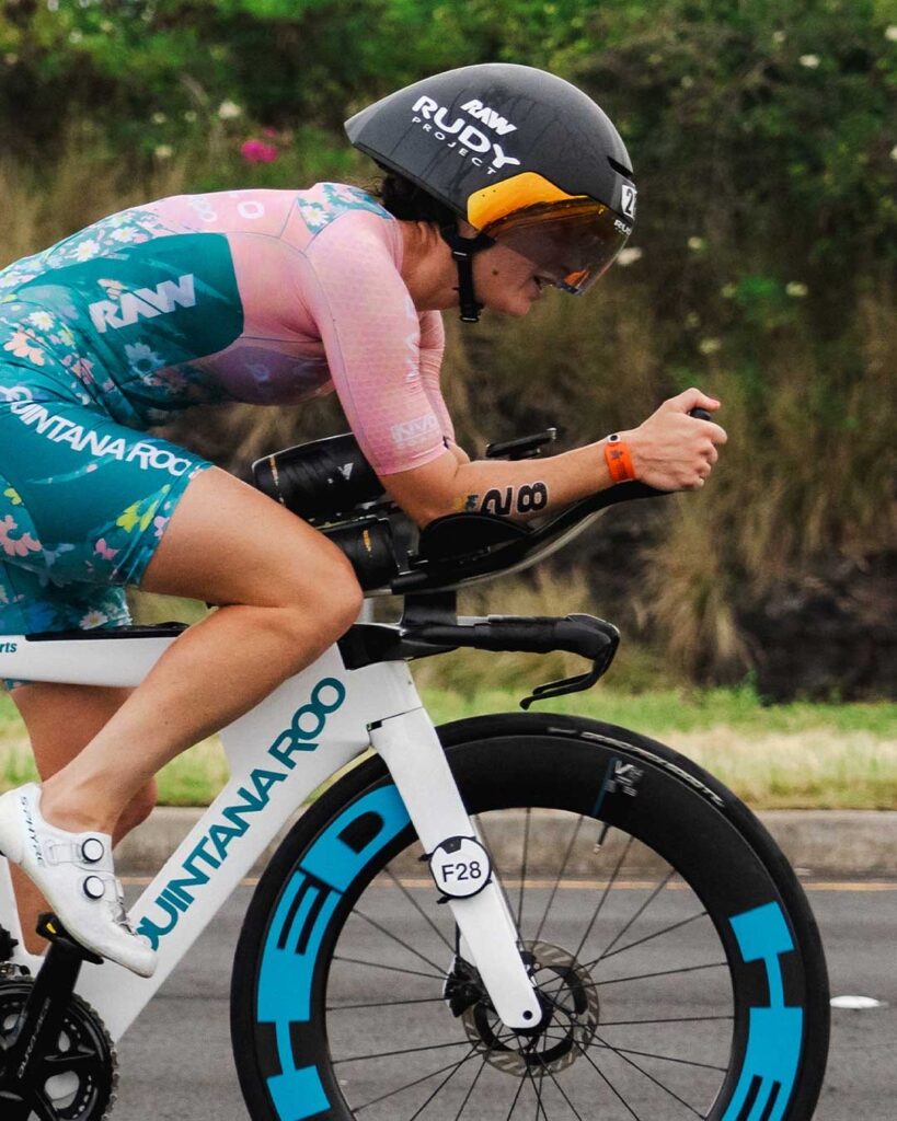 Alice Alberts competing at the 2025 IRONMAN World Championship in Kona